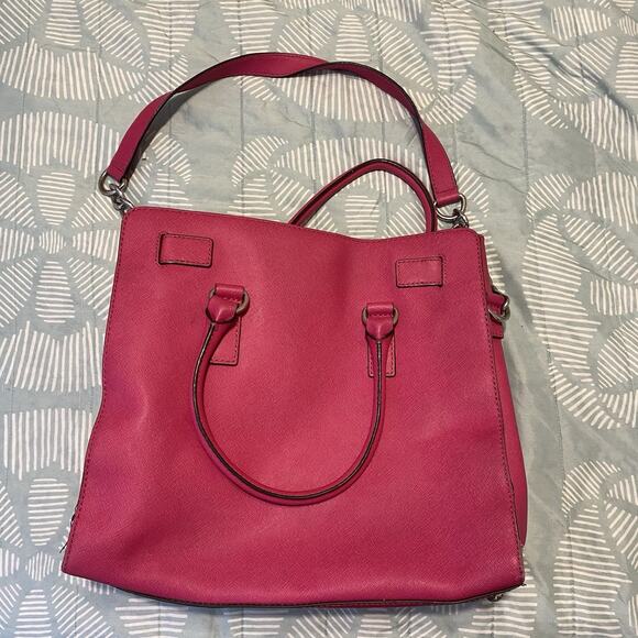 Michael Kors Hamilton Satchel Bag Fuschia Pink Purse - Picture 2 of 14